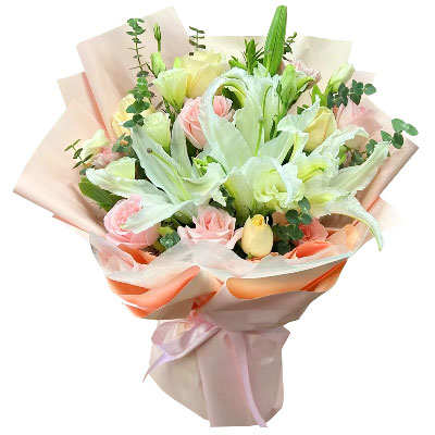 普洱10朵玫瑰百合混搭，爱是难忘时刻